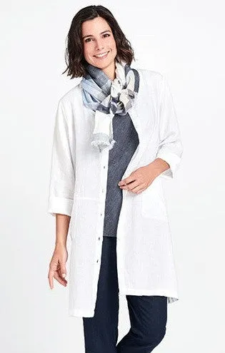 FLAX Designs Womens White Linen Extra-Long Shirt (was £120)