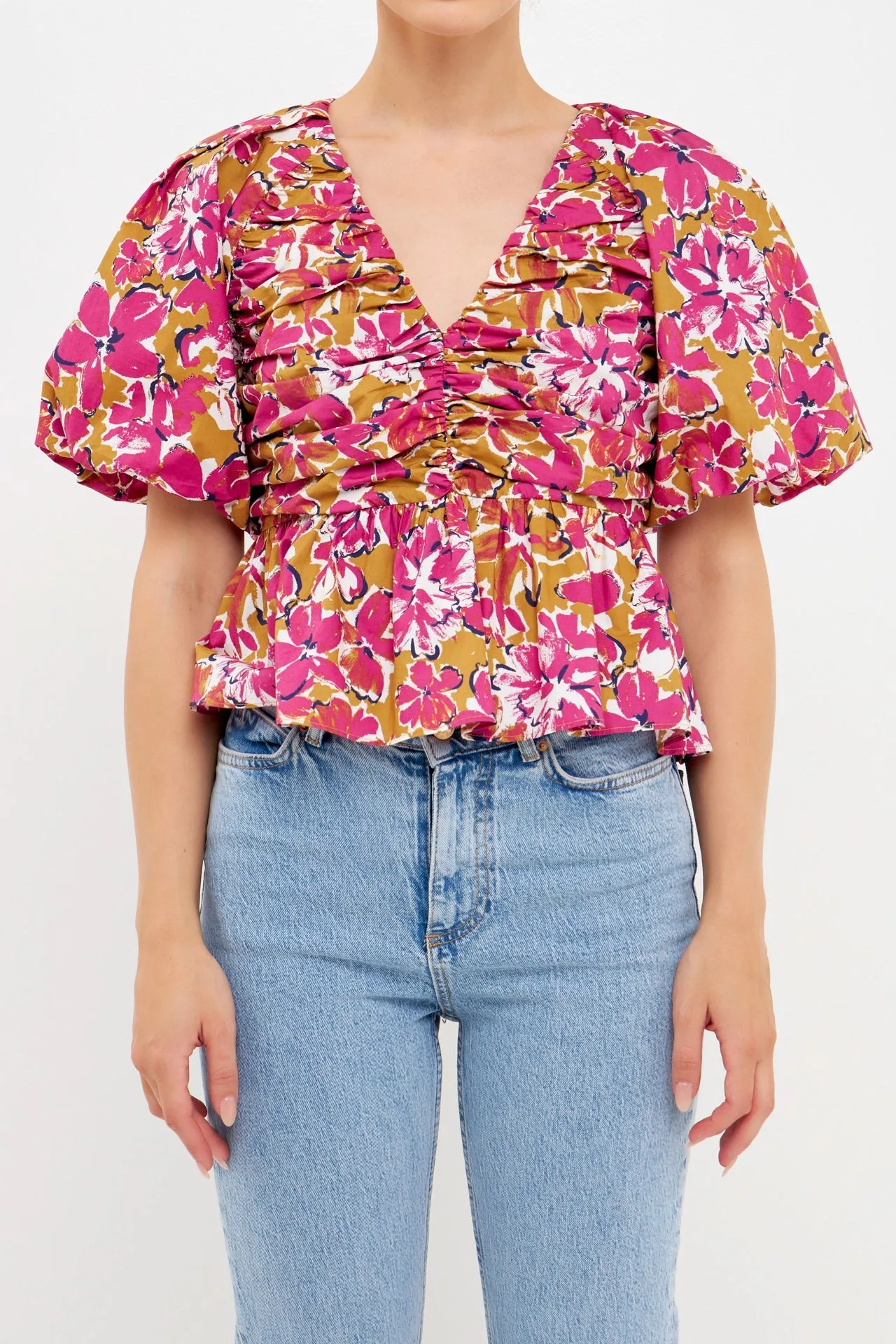 Floral Pleated Top