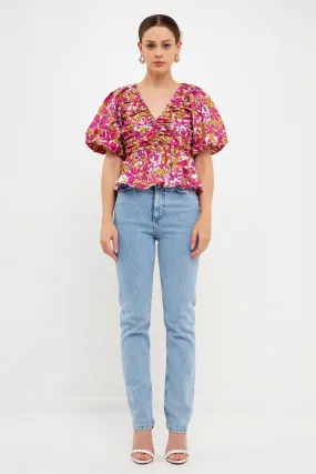 Floral Pleated Top