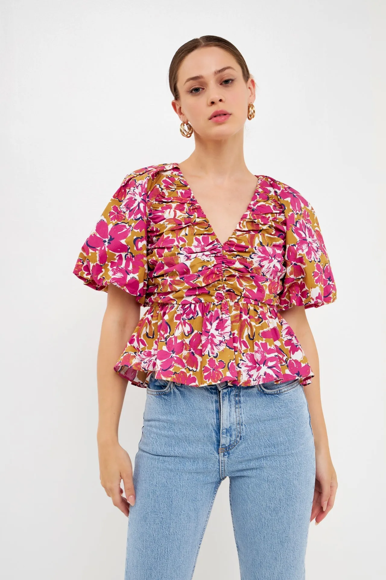 Floral Pleated Top