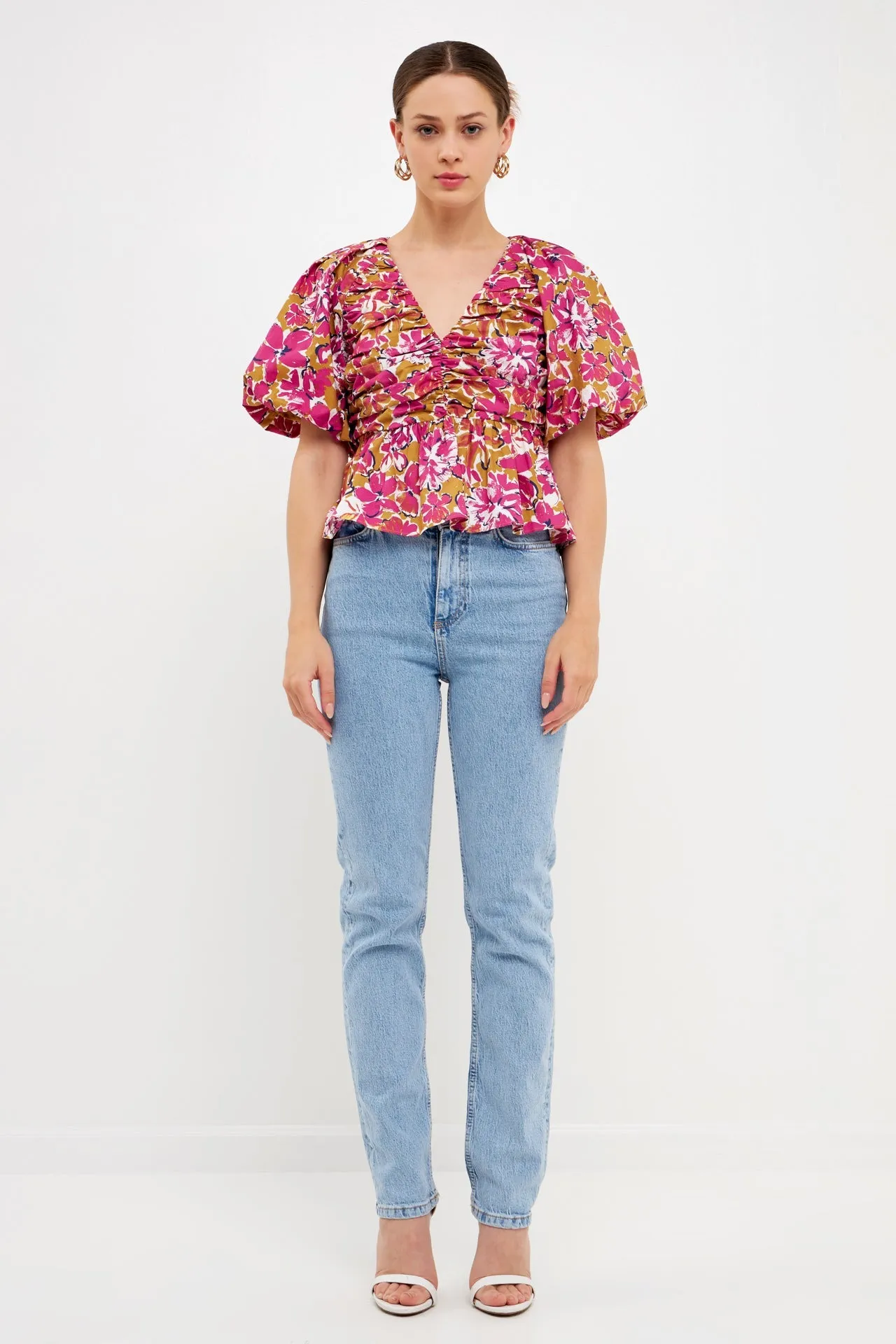 Floral Pleated Top