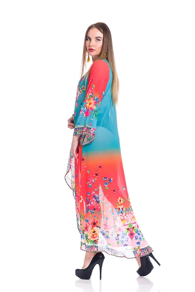 Free spirit, flowing Duster, kimono, resort-wear, perfect coverup or pair it with shorts