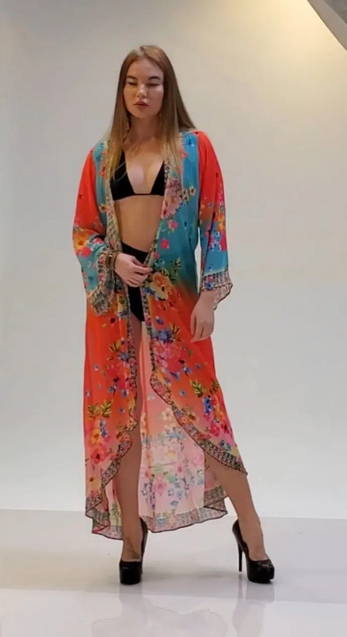 Free spirit, flowing Duster, kimono, resort-wear, perfect coverup or pair it with shorts