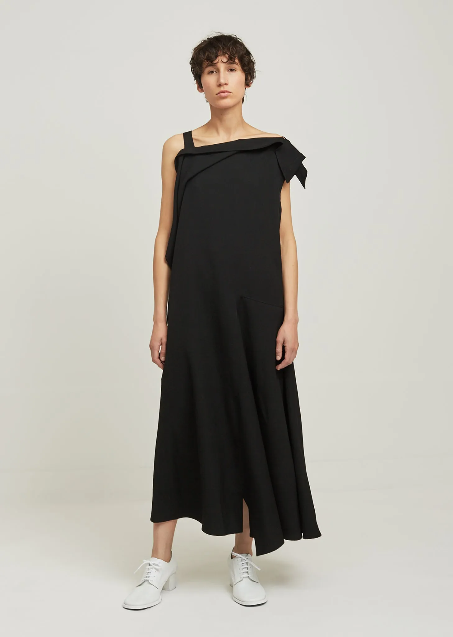 Gabardine Draped Sleeveless Dress