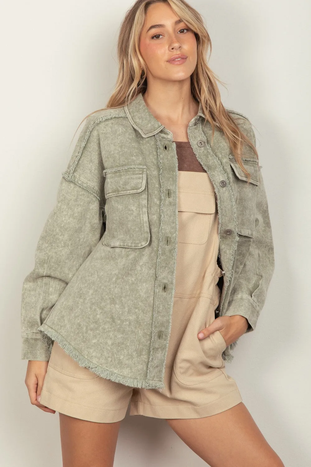 Gavin Oversized Washed Casual Denim Shacket Jacket