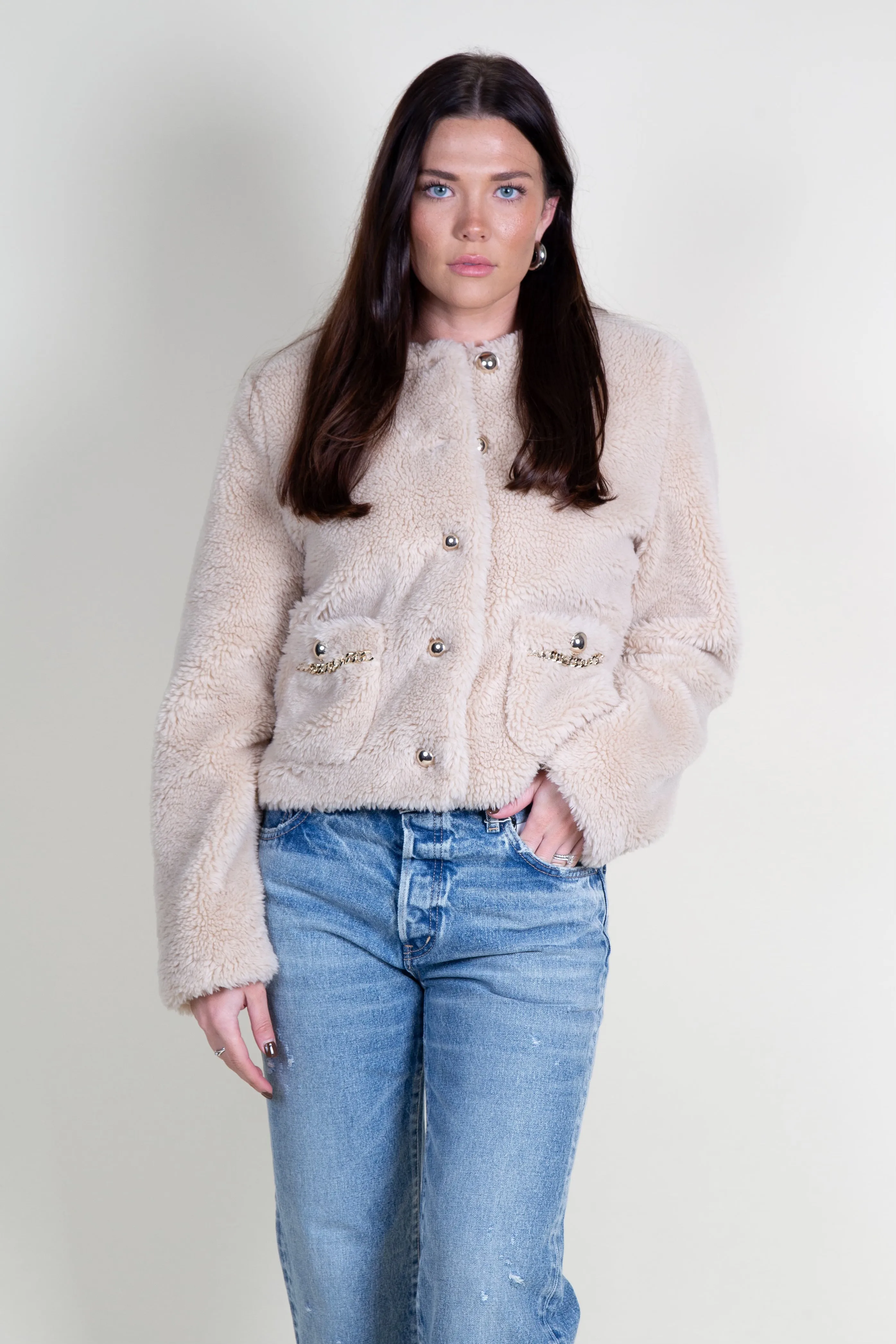 GENERATION LOVE | Jen Faux Lamb Fur Coat - Truffle