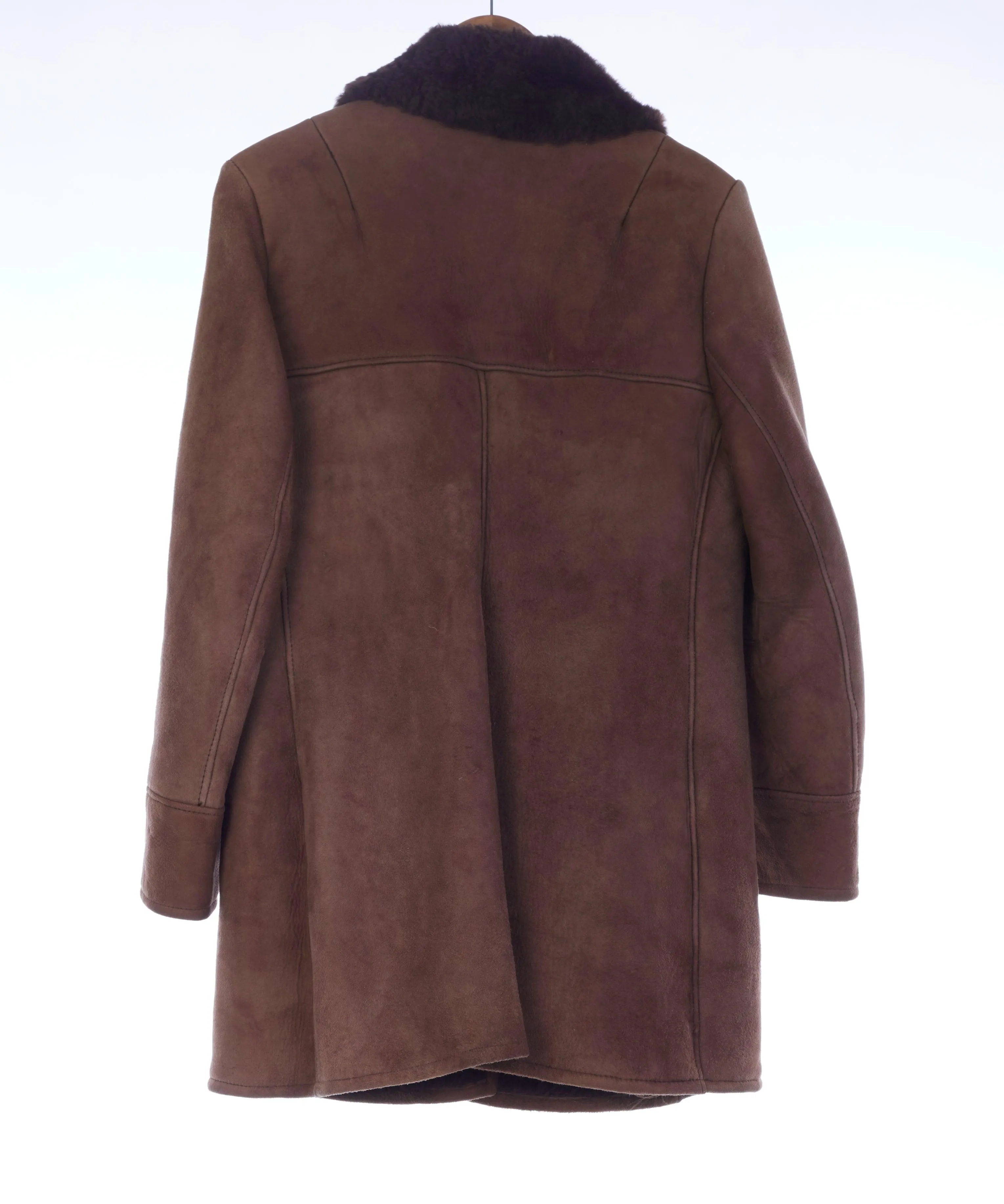 Genuine Sheepskin Long Sleeved Brown Coat UK Size 10