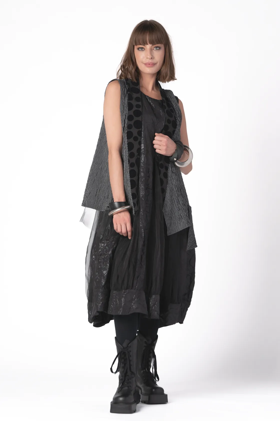 GERSHON Ellory Dress in Black Mesh Mix