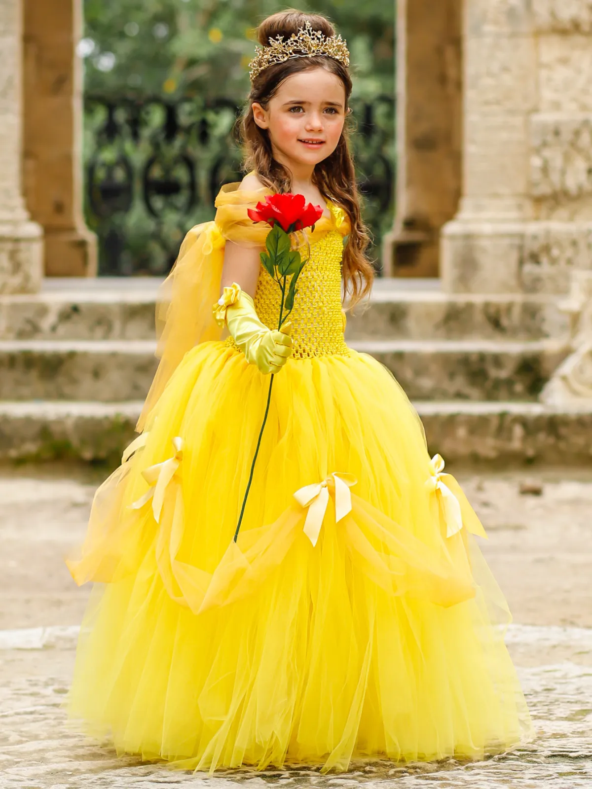 Girls Deluxe Beauty and The Beast Inspired Costume Ball Gown