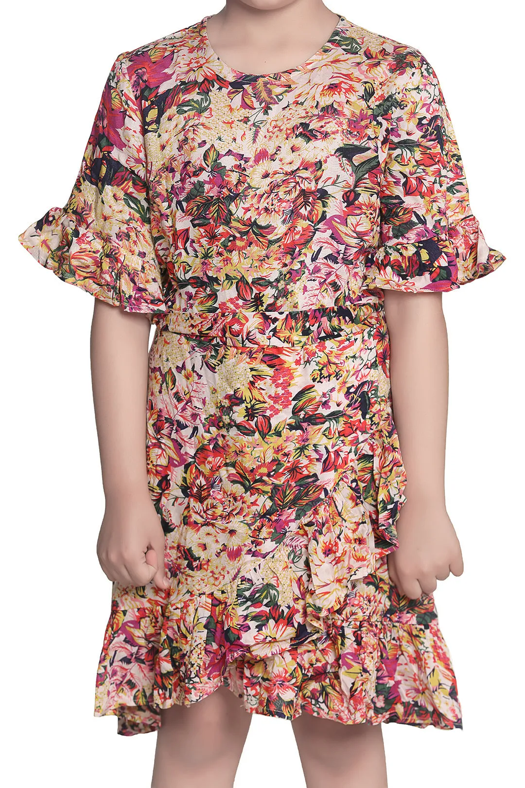 Girl's  Floral Wrap Dress - StyleStone Kid