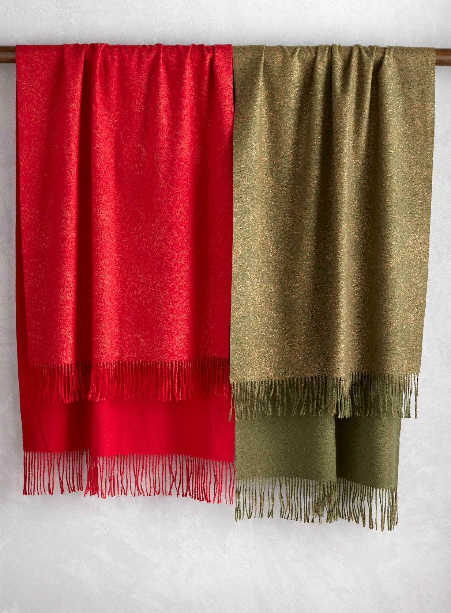 Golden Feather Fringed Scarf