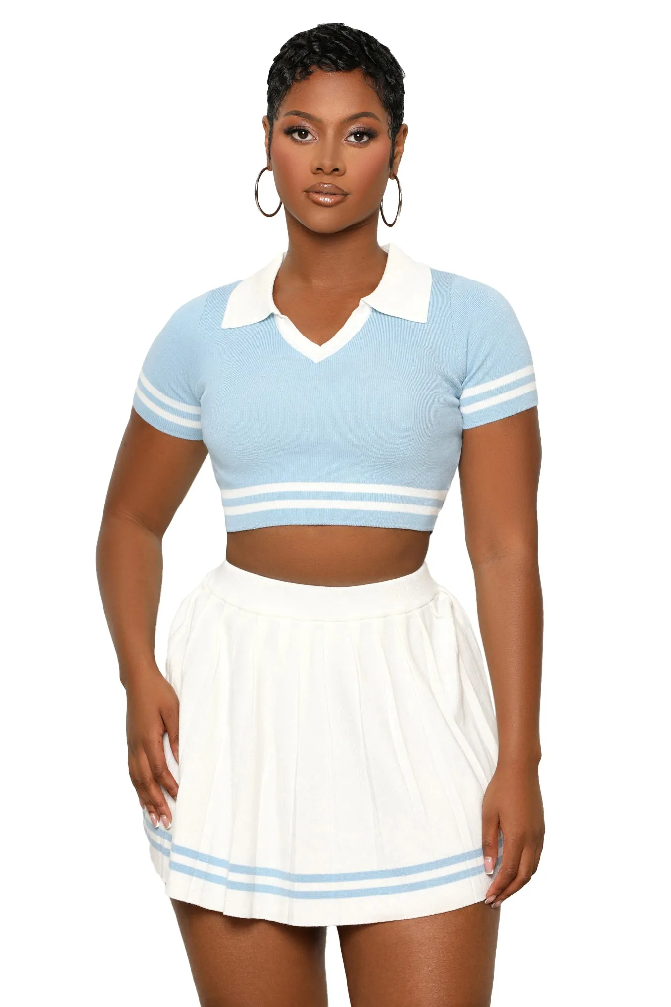 Good Game Skirt Set (Blue)-FINAL SALE