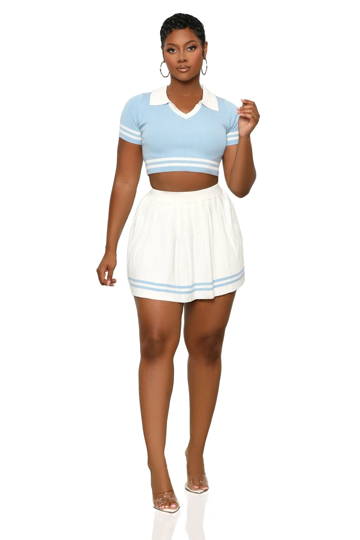 Good Game Skirt Set (Blue)-FINAL SALE