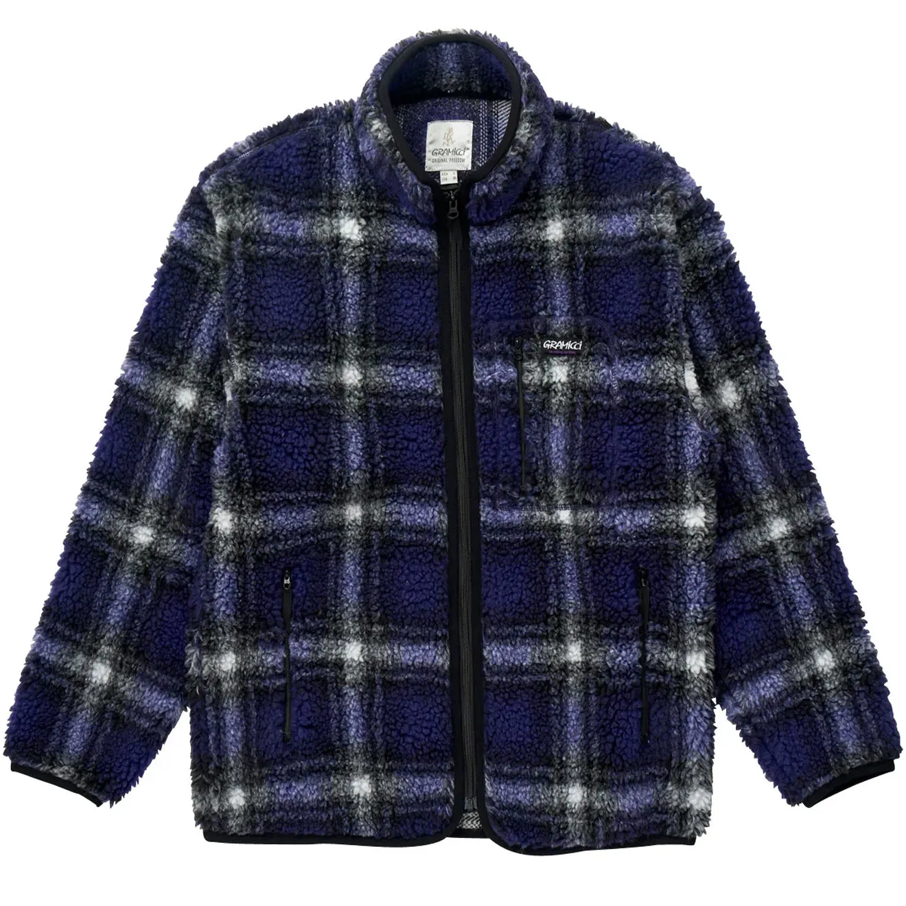 Gramicci Shadow Plaid Sherpa Jacket Purple Shadow Plaid