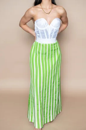 Green Striped Maxi Skirt