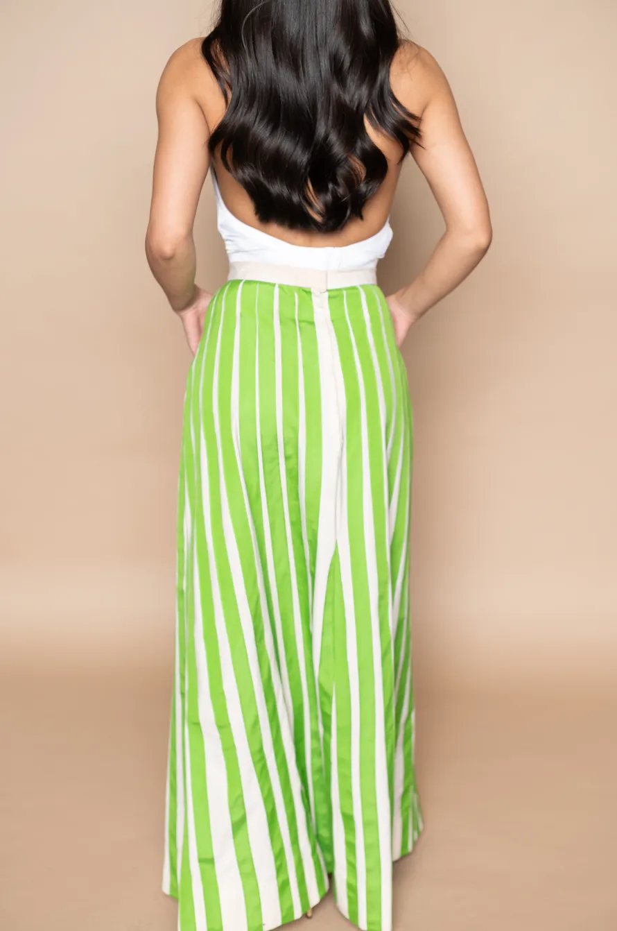 Green Striped Maxi Skirt