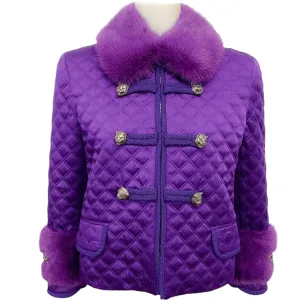 Gucci Purple Quilted Jacket with Removable Mink Collar