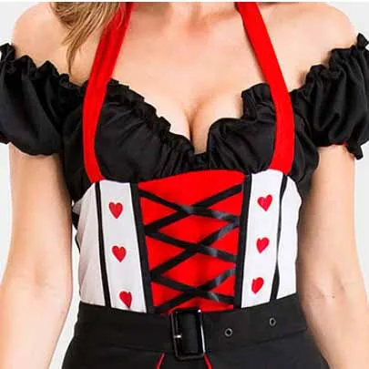 Halloween cosplay Queen of Hearts Alice Wonderland Queen Party Dress