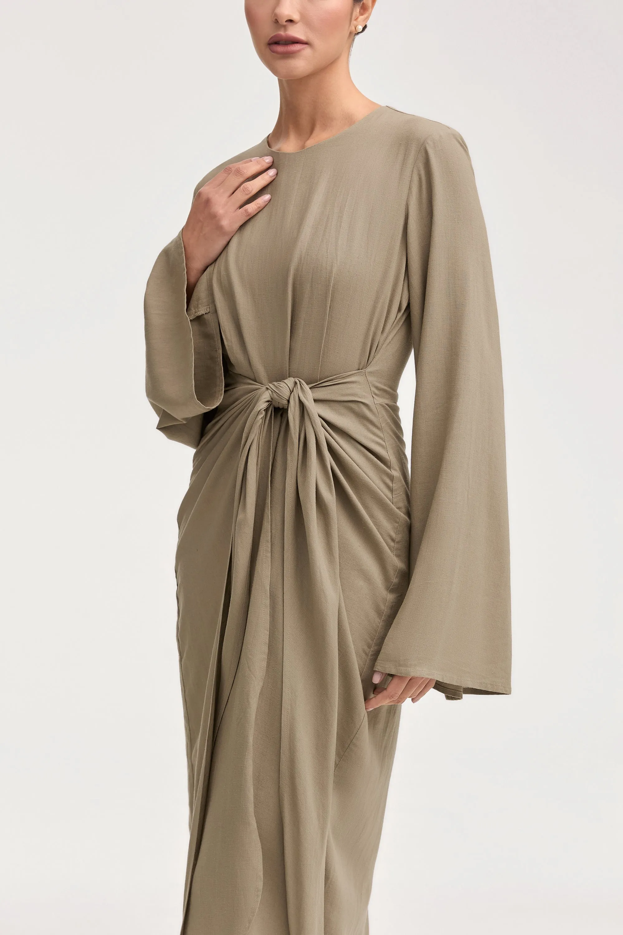 Hanadi Linen Wrap Maxi Dress - Desert Sage