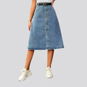 High-waist a-line jean skirt for ladies