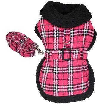 Hot Pink Plaid Classic Dog Harness Coat