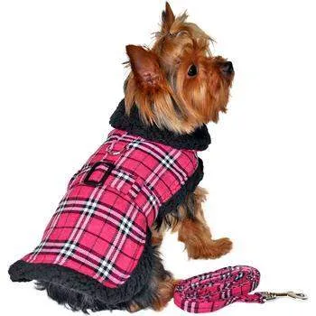 Hot Pink Plaid Classic Dog Harness Coat