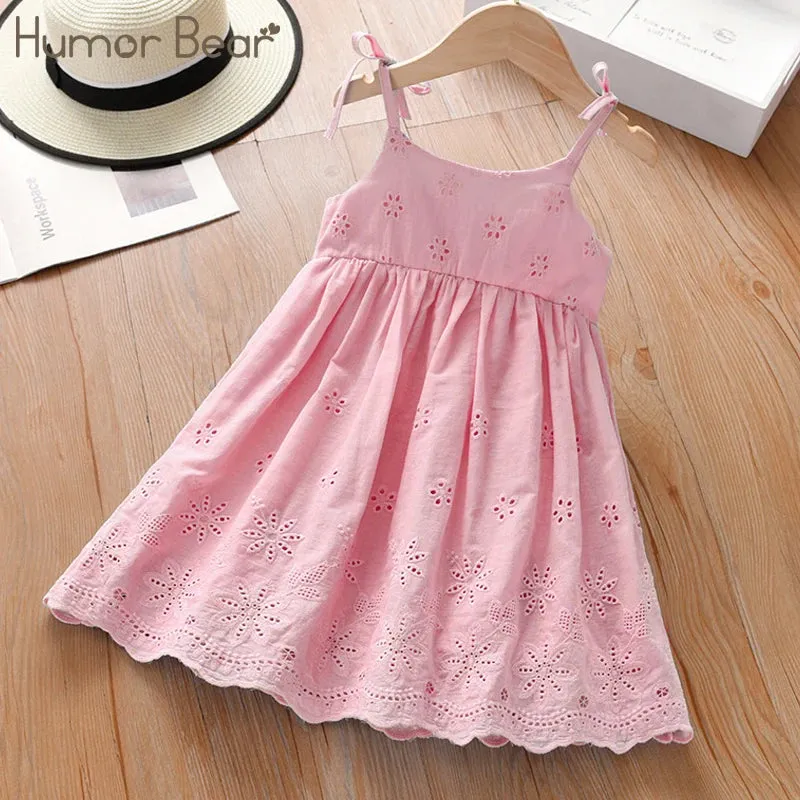 Humor Bear New Girls Lace Dress Summer Children's Clothing Slip Dress Skirt Hollow out Princess Tutu Party Clothes