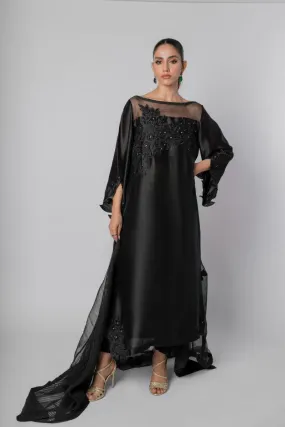 Insia Sohail - Floating Petal Black - Black - Sheesha Silk