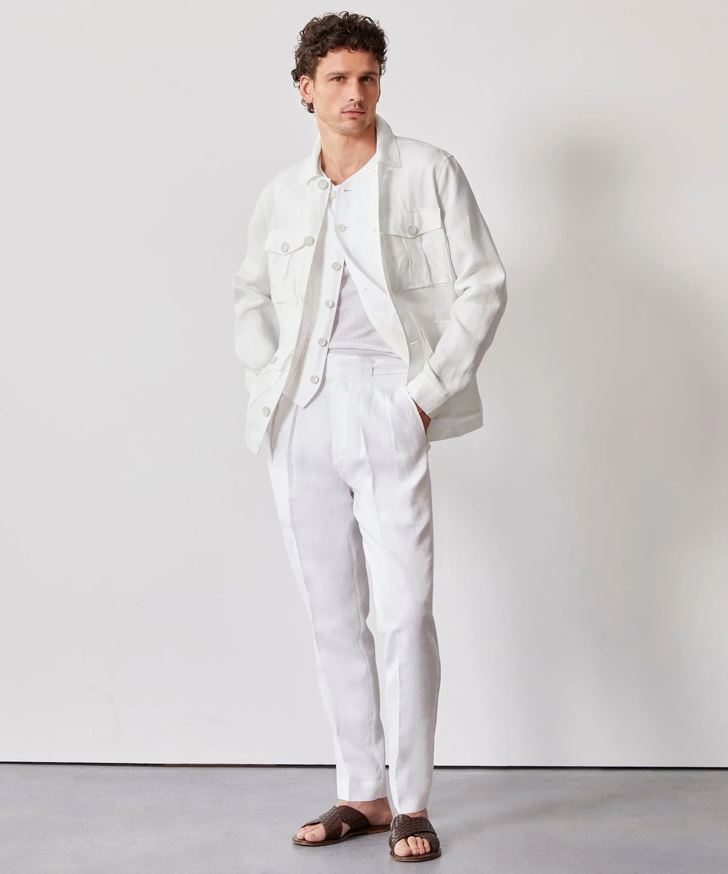 Irish Linen Field Jacket in White