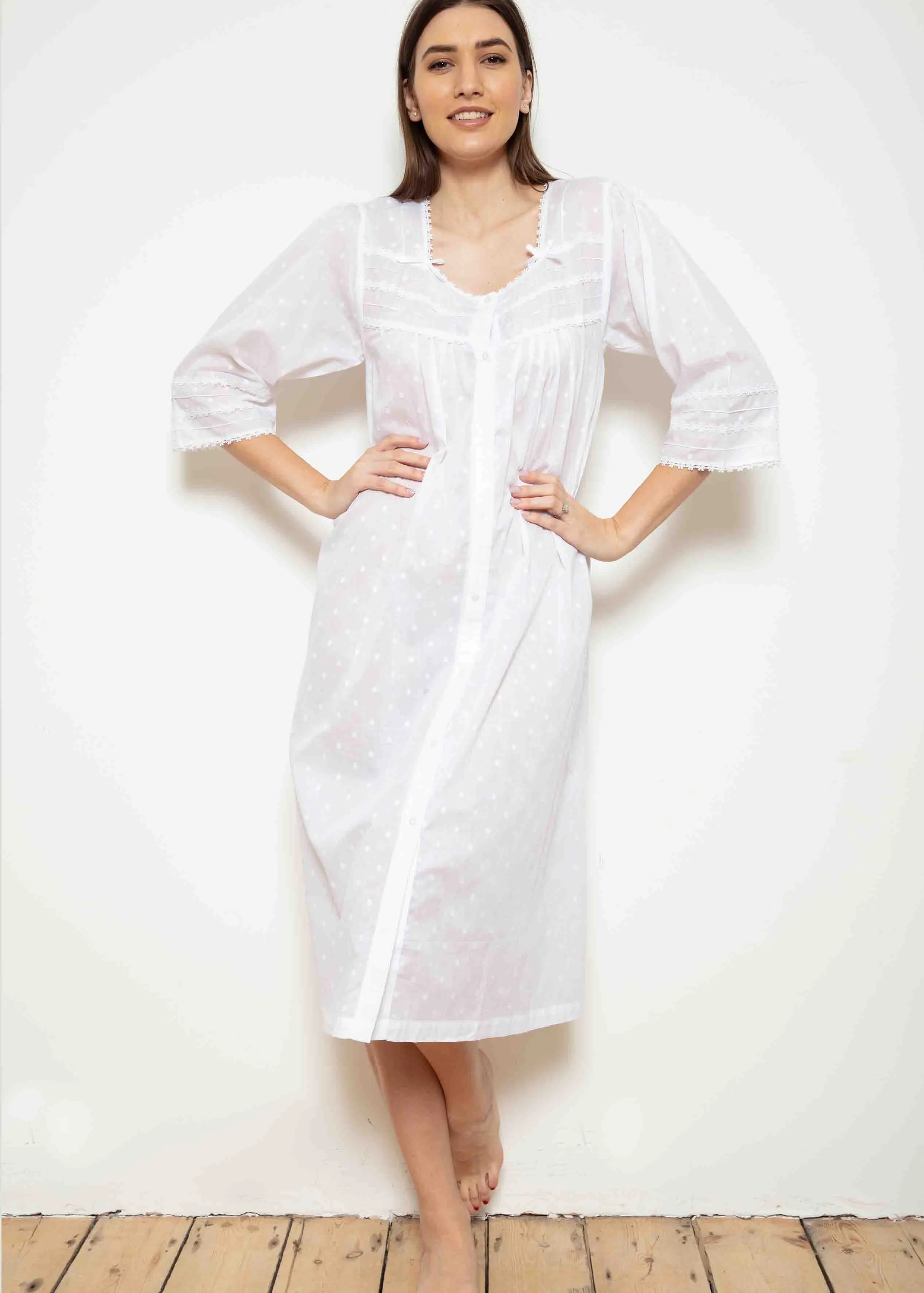 Jackie Jacquard VELCRO® Brand Fastening Nightdress Housecoat