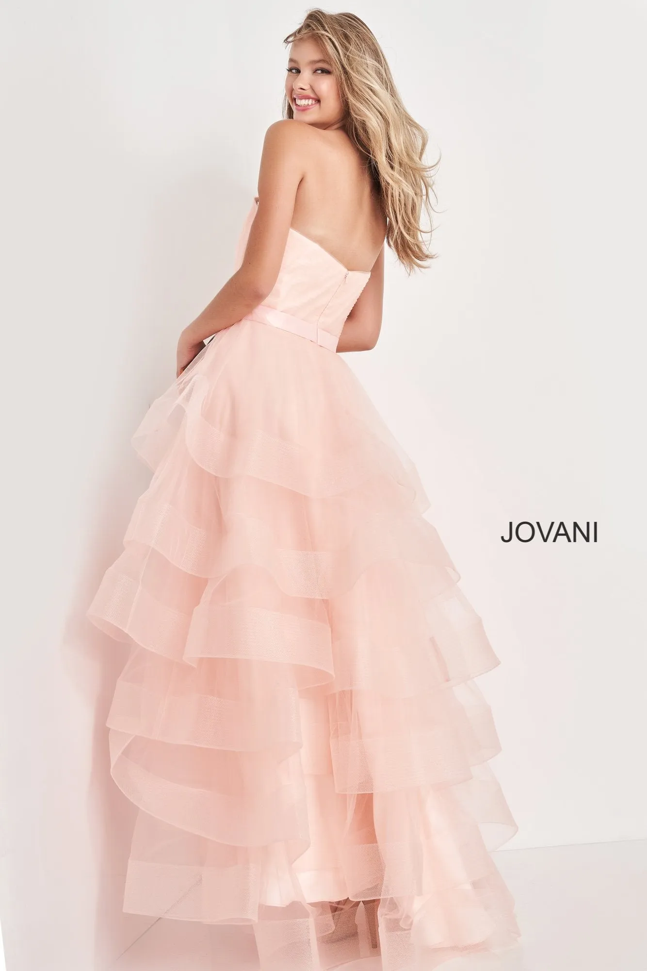 Jovani Kids K02442 Strapless Straight Neck Long Jovani Girls Dress Ruffle Skirt Pageant