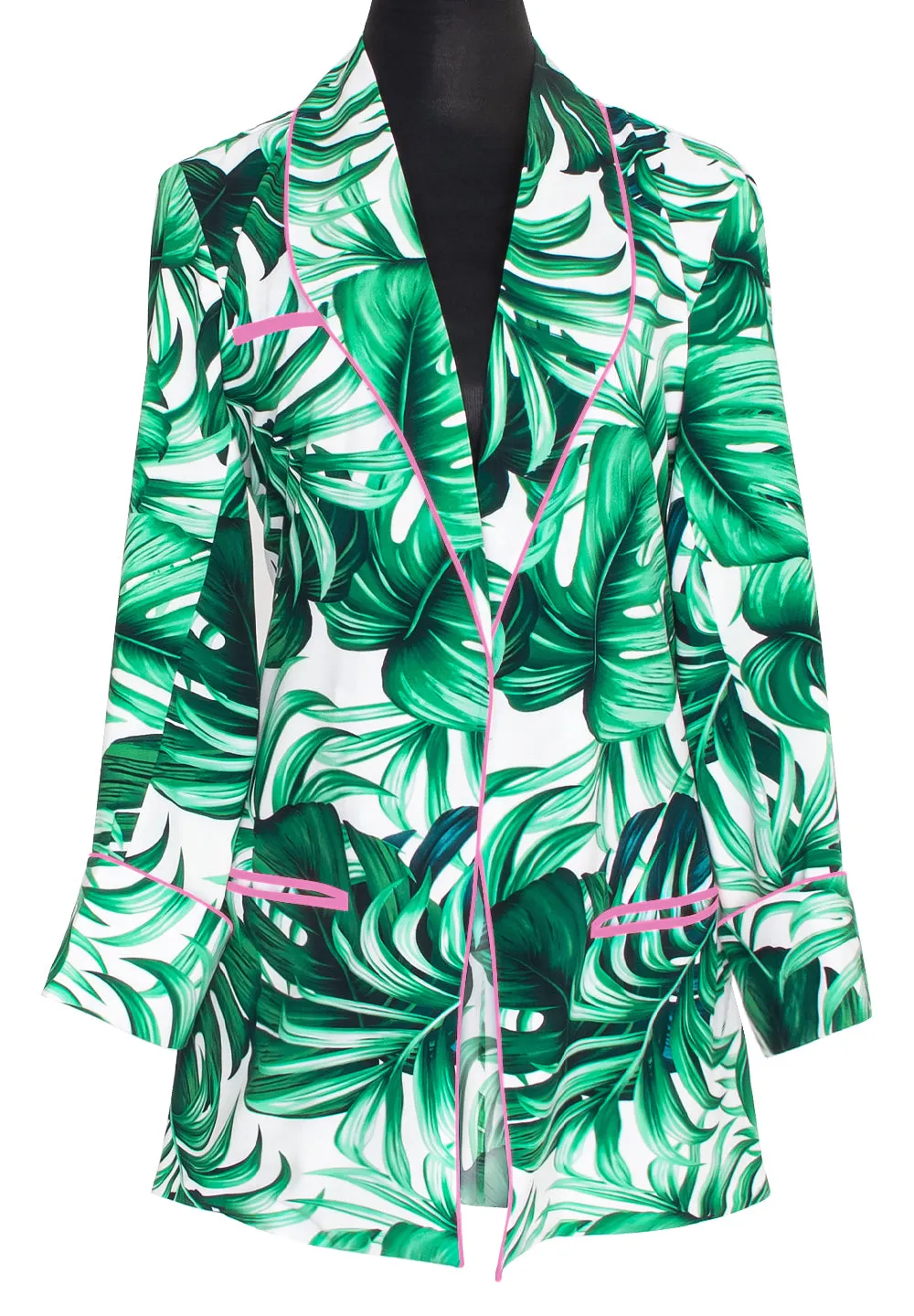 Jungle - Monstera White / Green Blazer (Neon Pink)