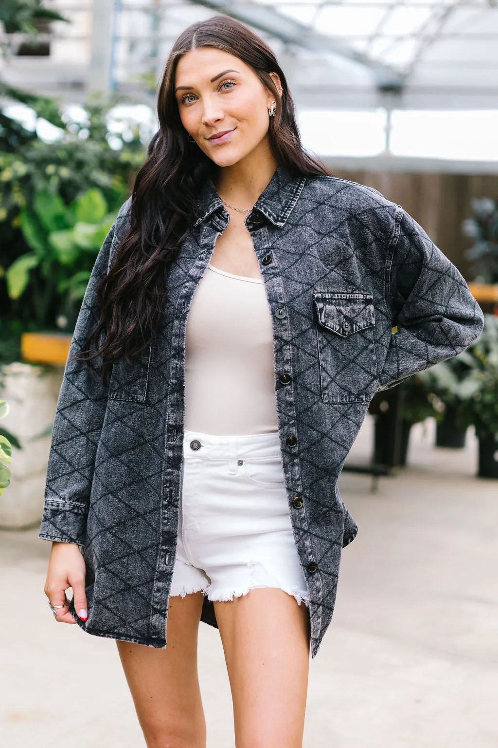 Kaite Quilted Denim Shacket