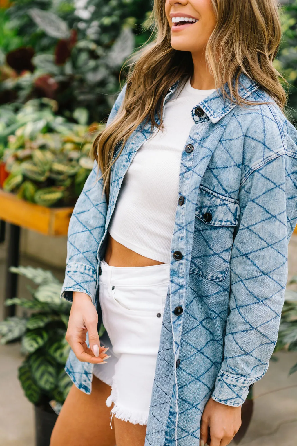 Kaite Quilted Denim Shacket