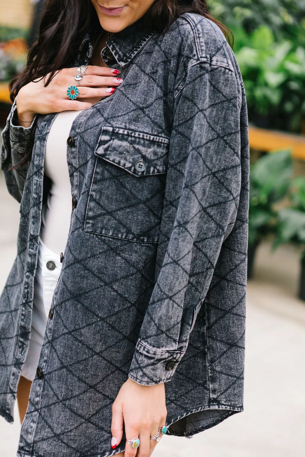 Kaite Quilted Denim Shacket