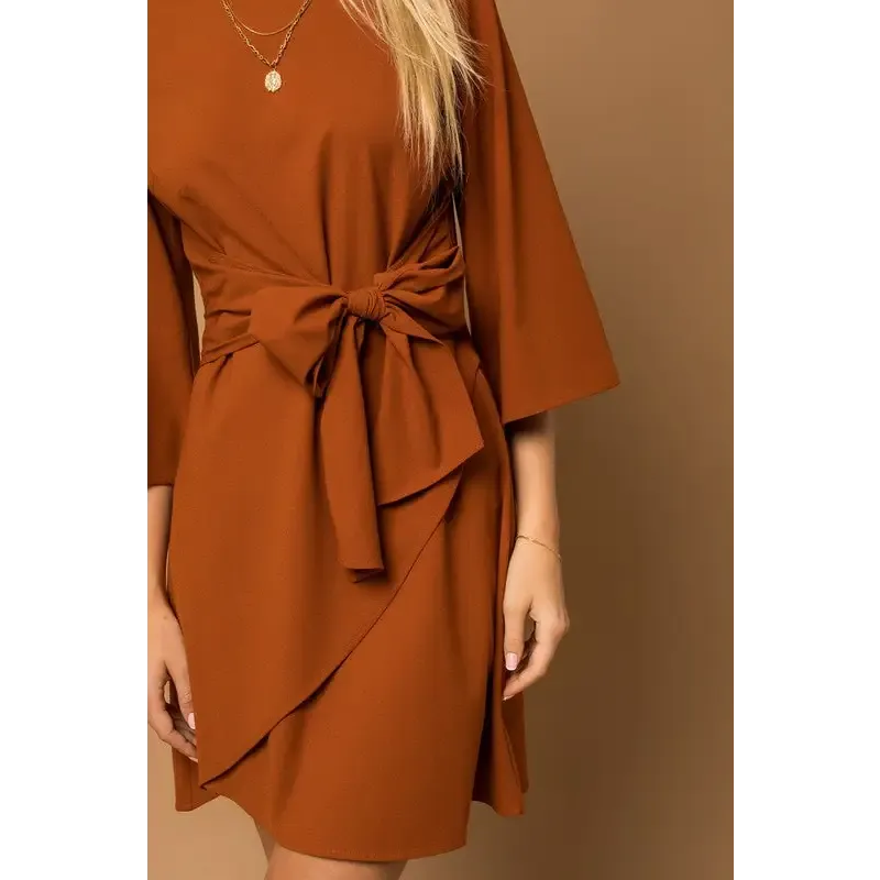 Kimono Sleeve Tie Wrap Dress