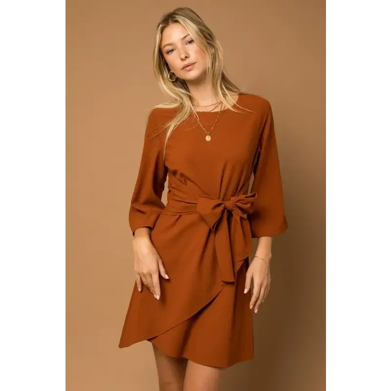 Kimono Sleeve Tie Wrap Dress