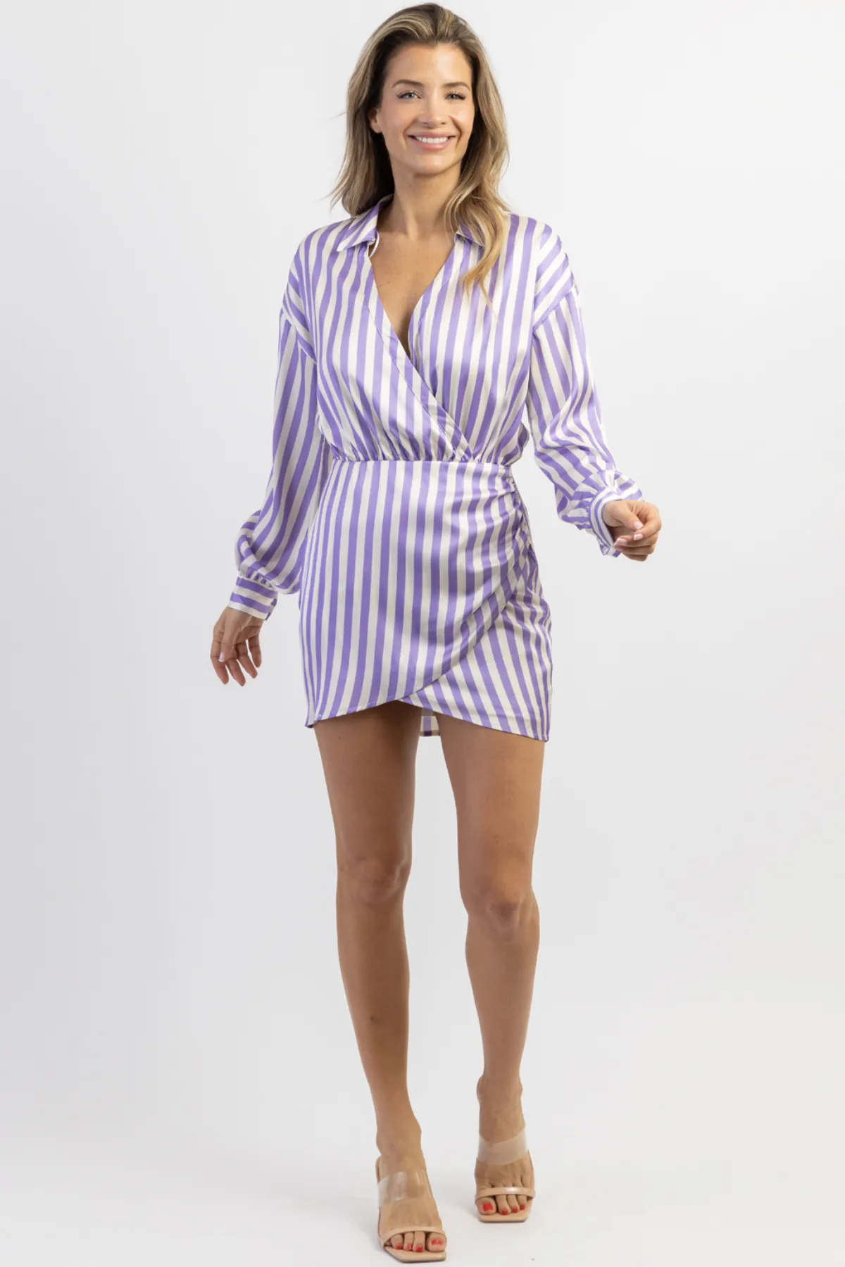 LA LA LAVENDER STRIPED MINI DRESS