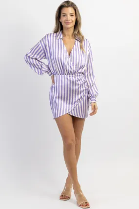 LA LA LAVENDER STRIPED MINI DRESS