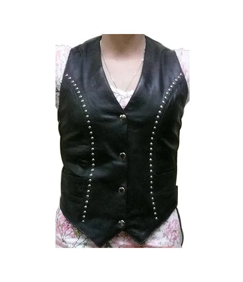 Ladies Leather Vest with Studs 2666 WV Std