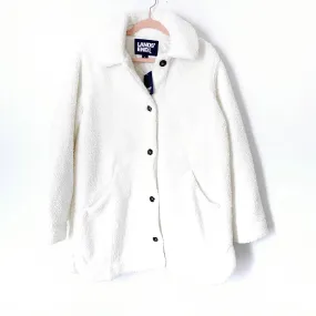 Lands End White Sherpa Fleece Button Up Coat NWT- Size L (14-16)