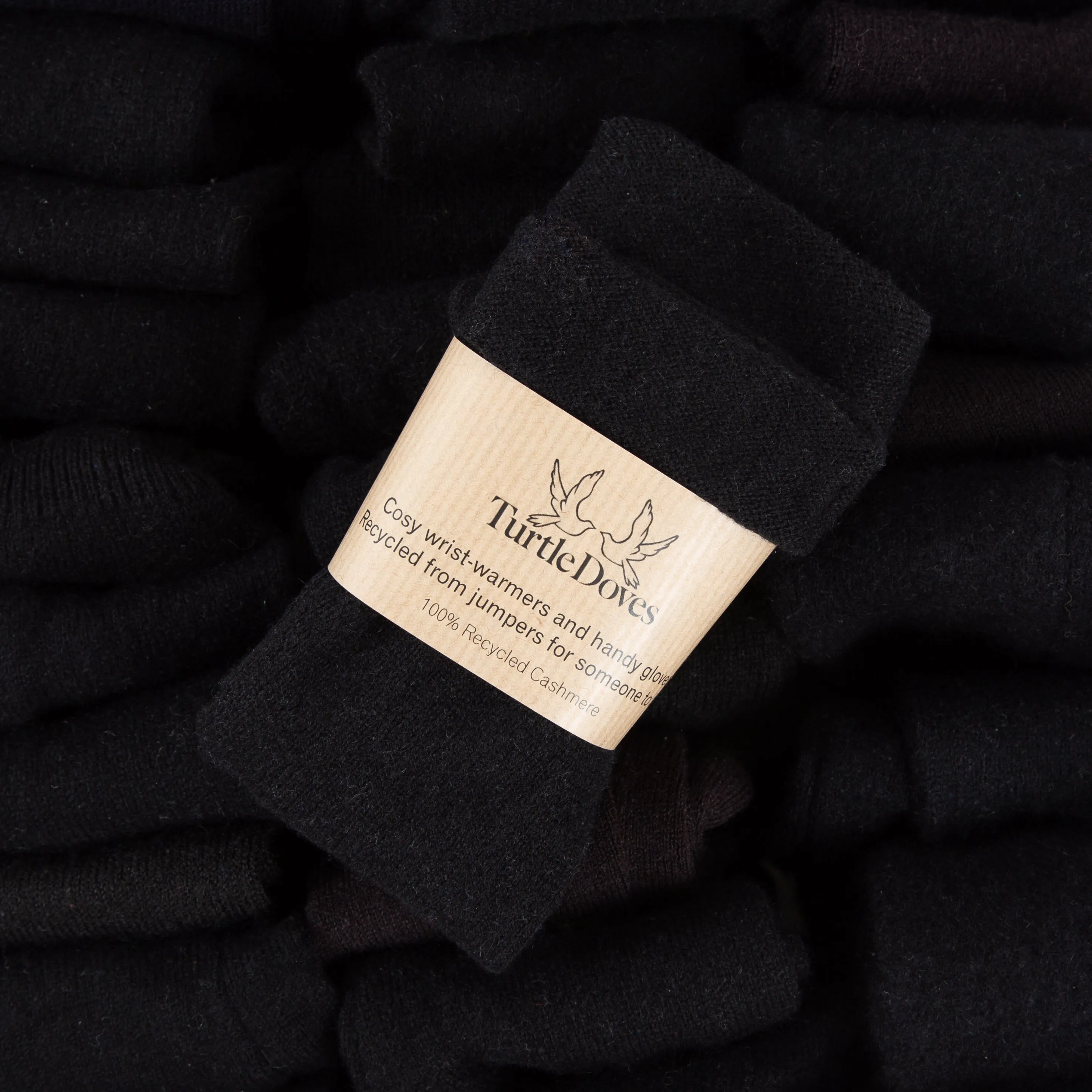 Large Black Cashmere Fingerless Gloves