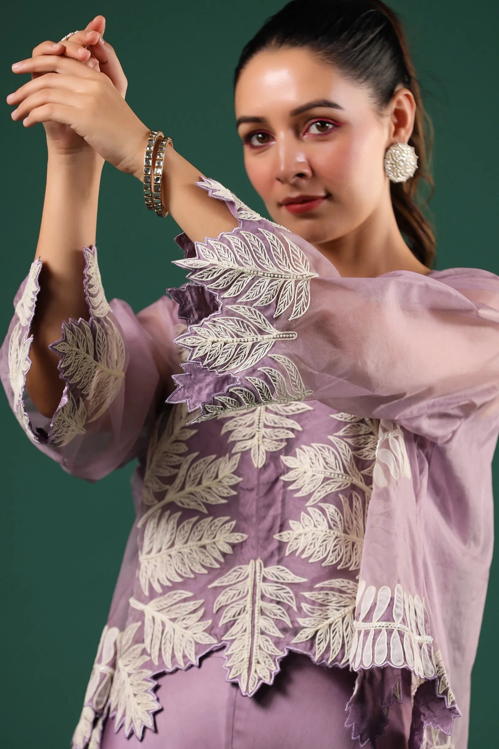 Lilac Organza Silk Palazzo Set