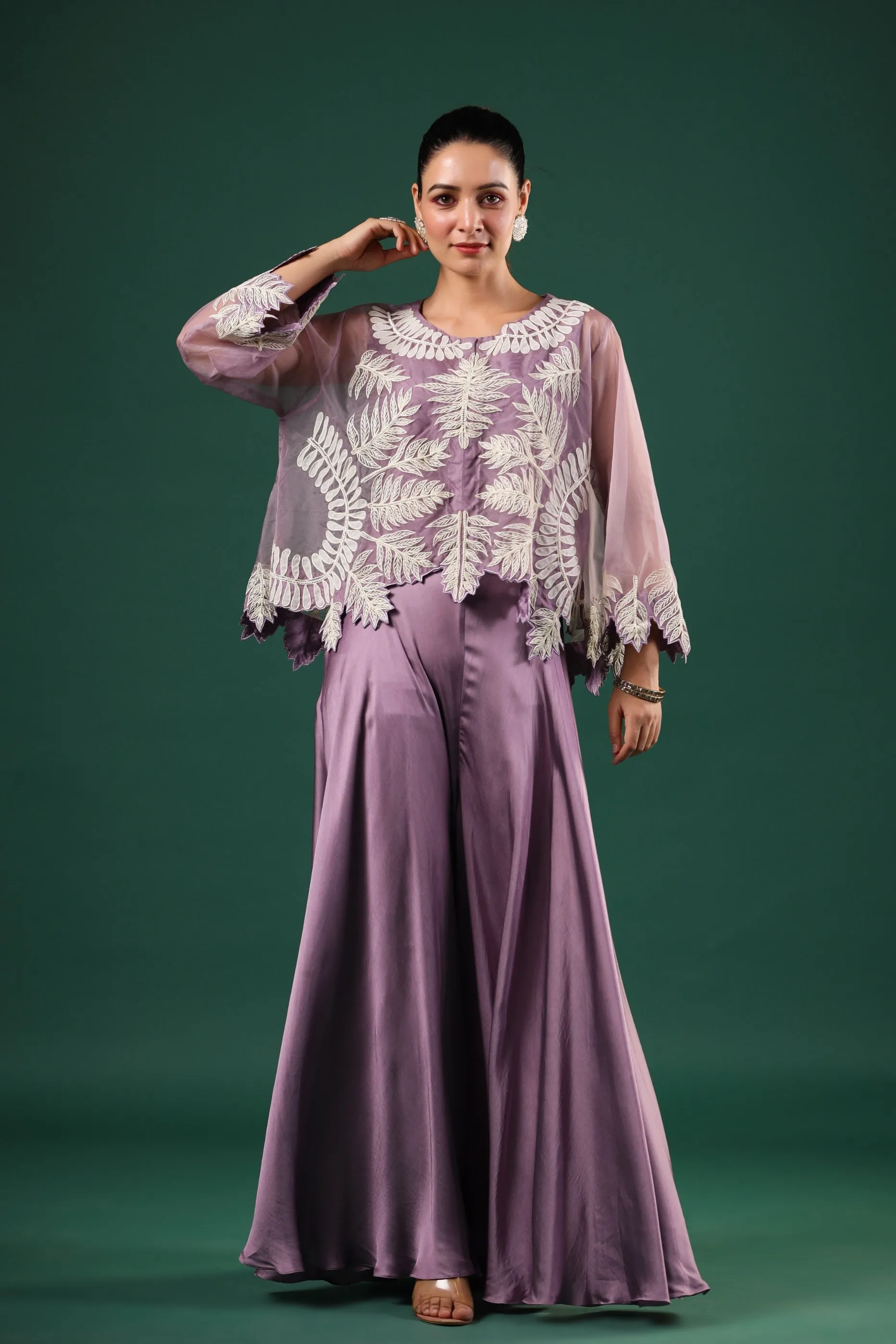 Lilac Organza Silk Palazzo Set