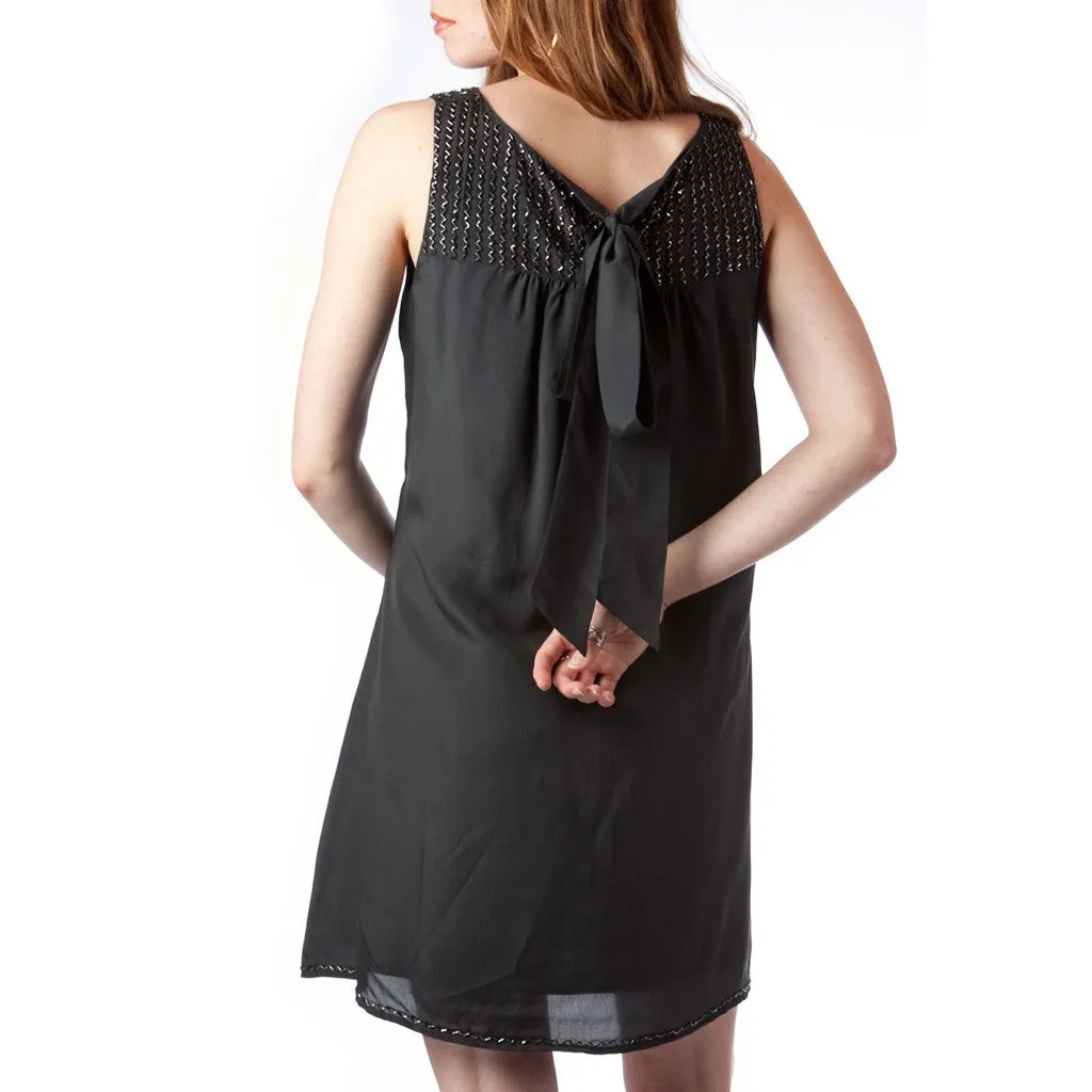 Little Black Bugle Beaded Silk Dress