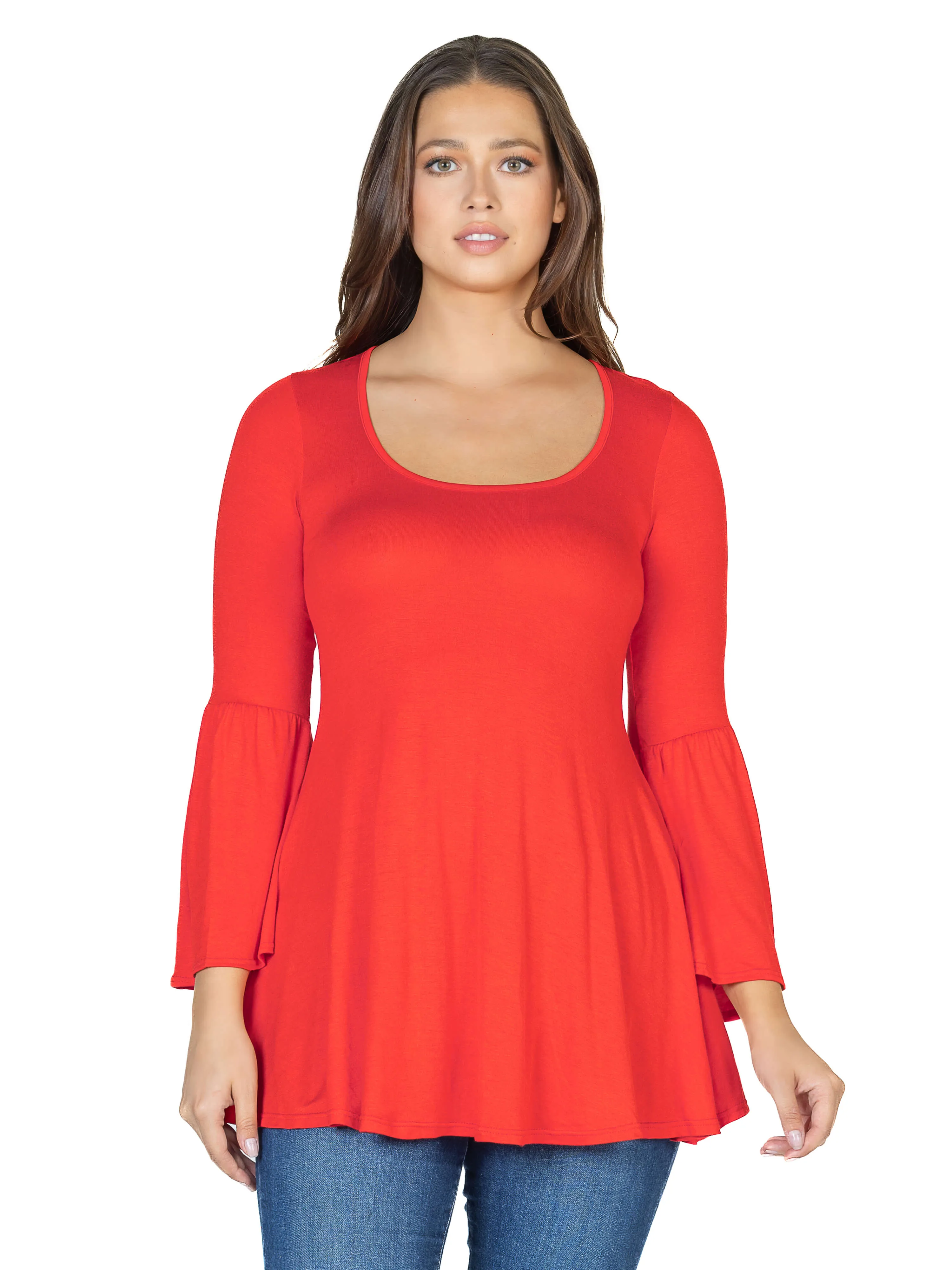 Long Bell Sleeve Flared Tunic Top