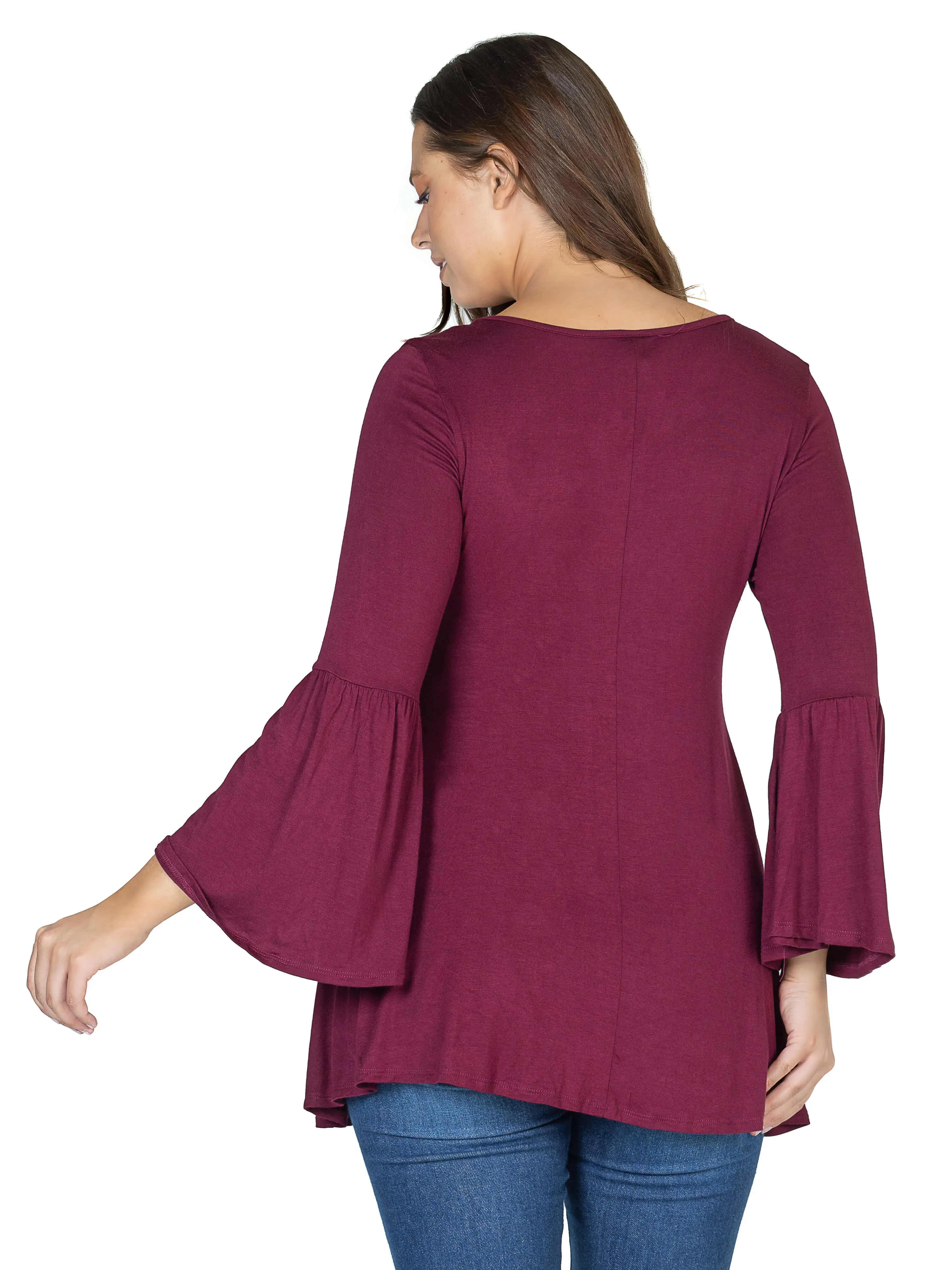 Long Bell Sleeve Flared Tunic Top