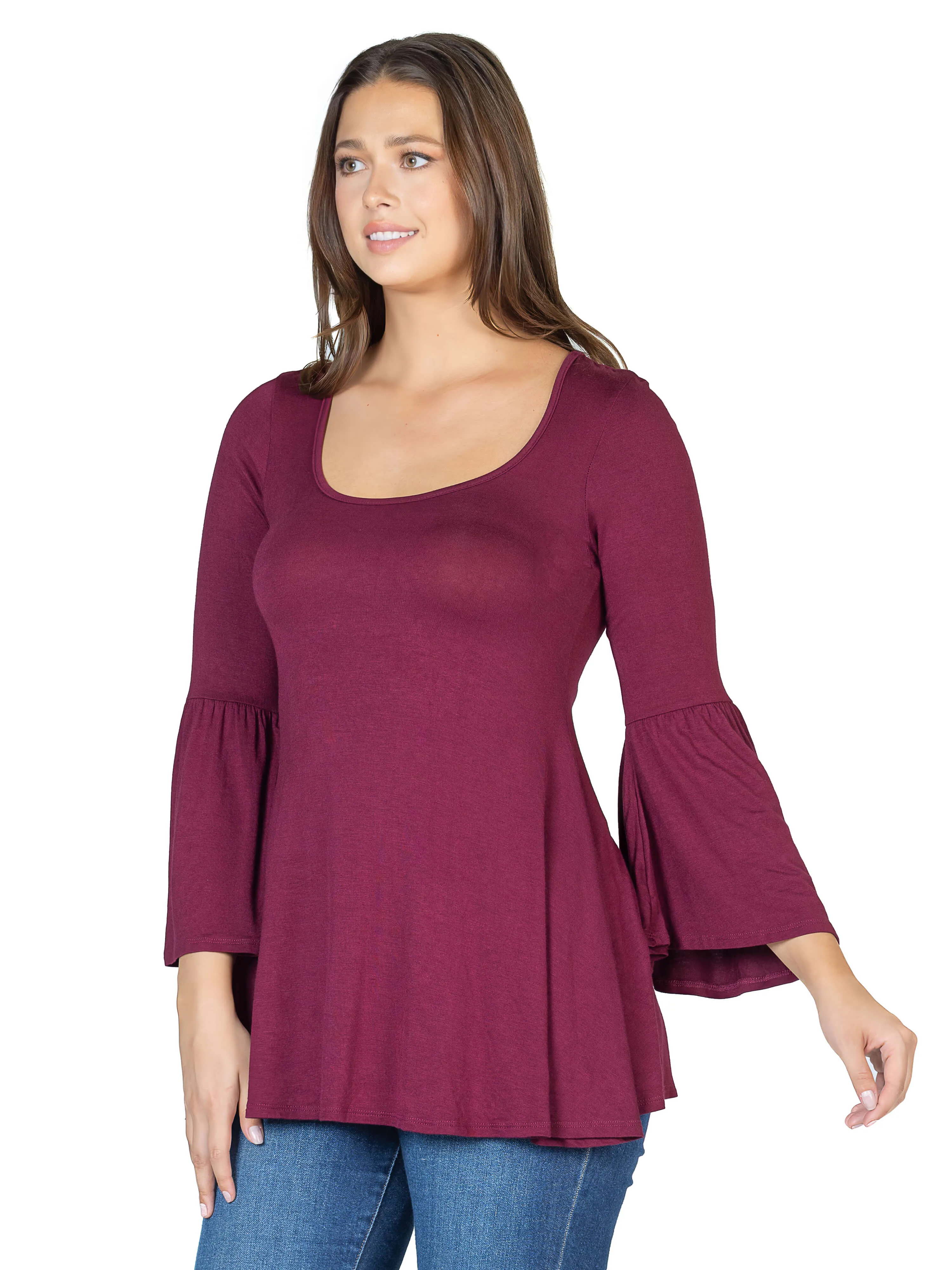 Long Bell Sleeve Flared Tunic Top