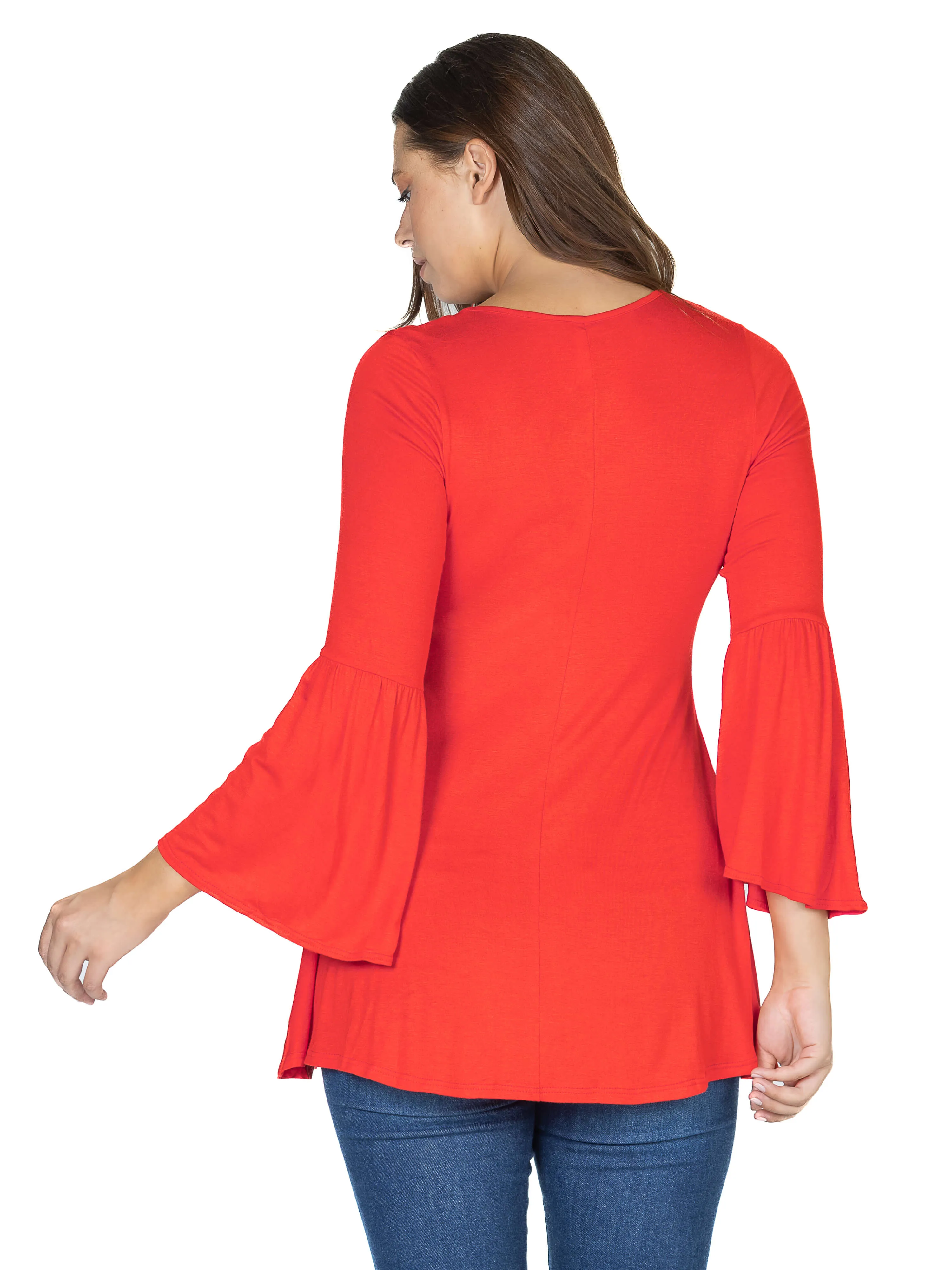 Long Bell Sleeve Flared Tunic Top