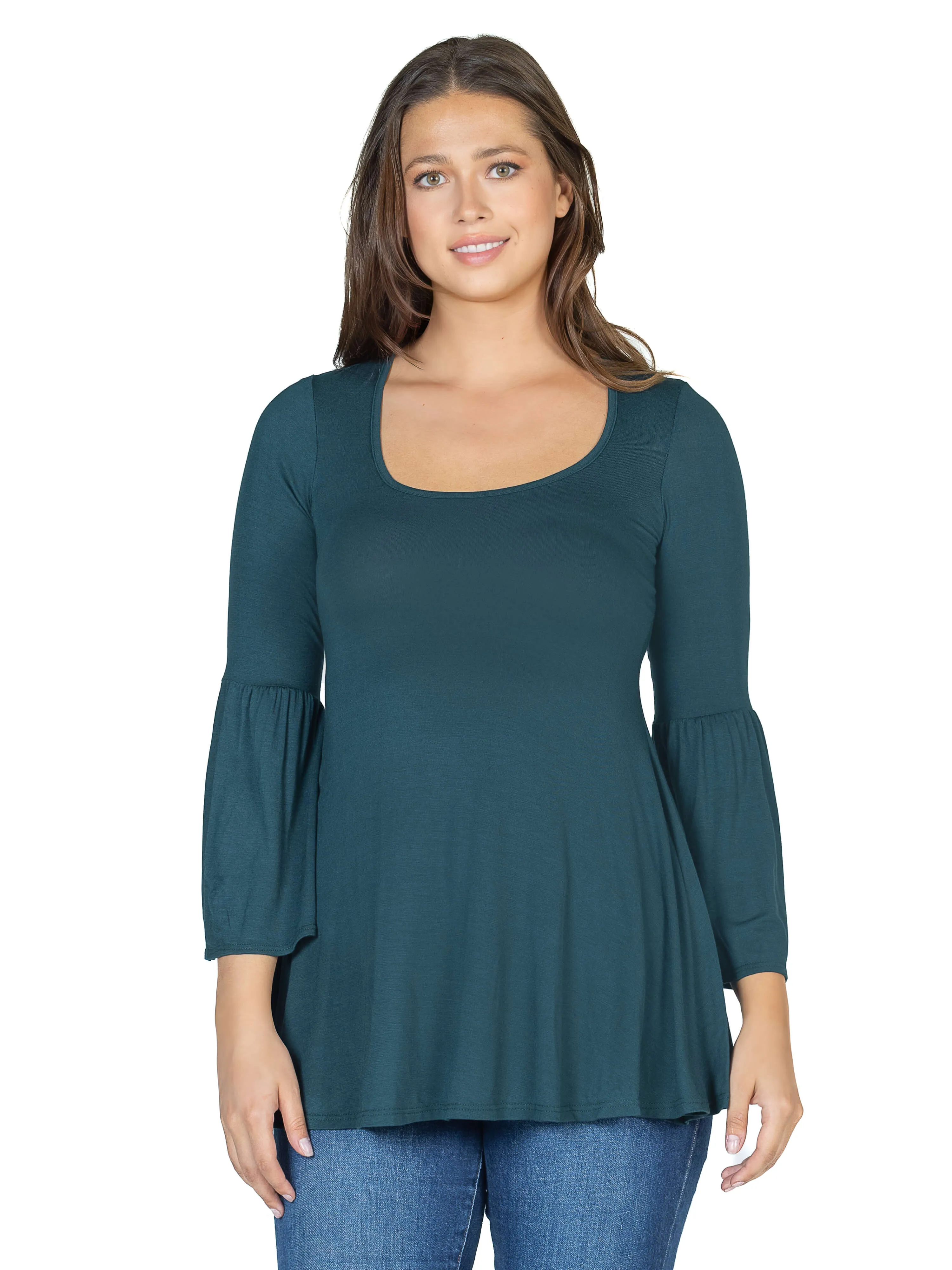 Long Bell Sleeve Flared Tunic Top